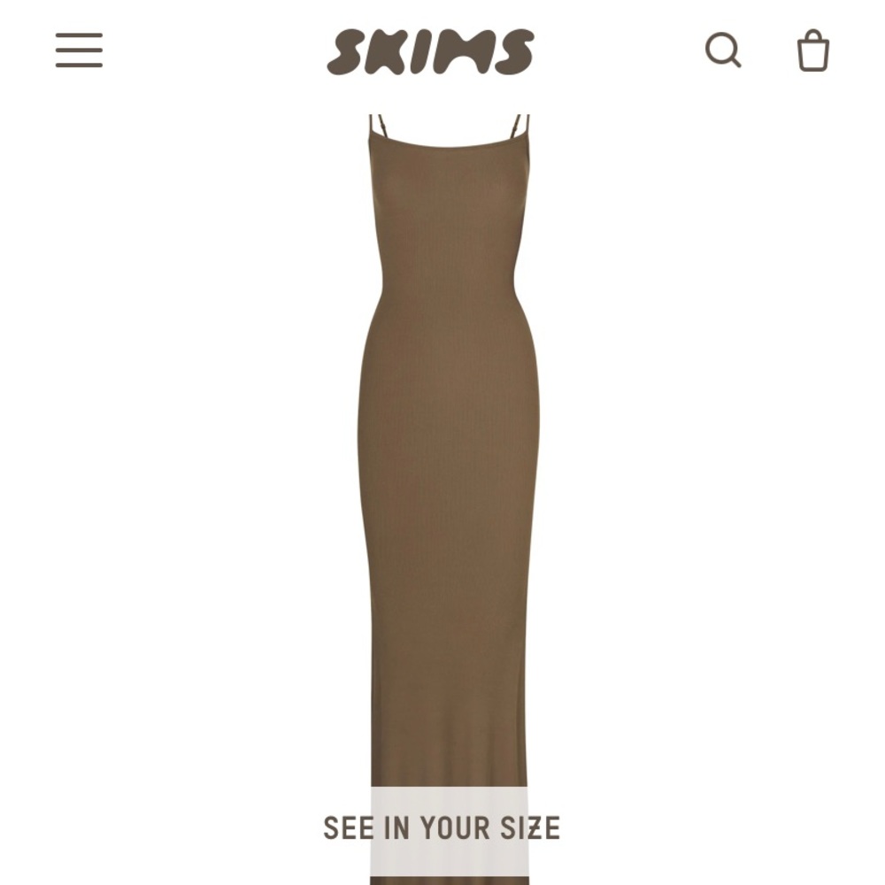 SKIMS Soft Lounge Slip Dress, Army, XS, NWT